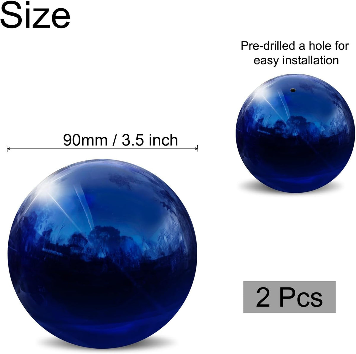 uxcell 2 Pcs Gazing Globe Decor Ball 3.5 Inch 90mm Reflective Garden Sphere Hollow Ball, Seamless