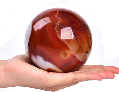 JIC Gem Large Red Agate Crystal Ball 4 inch(100mm) Round Healing Crystals Decorative Sphere with