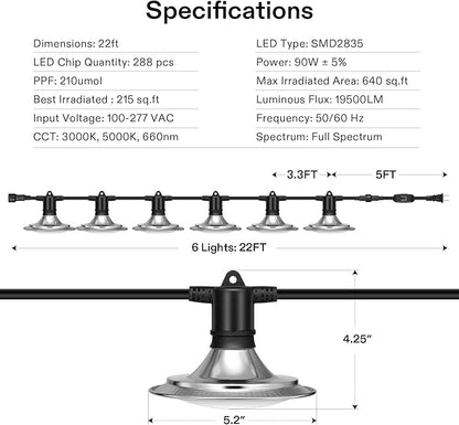 VIVOSUN Outdoor LED Grow Lights, Waterproof String Grow Light, Full Spectrum Plant Growing Lights