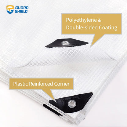 GUARD SHIELD Clear White Tarp Heavy Duty 20x20 Feet Waterproof for Greenhouse Outdoor Garden Poly
