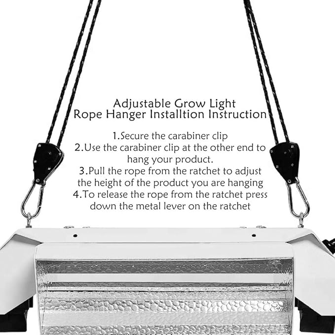 8 Pairs 1/8 Inch Adjustable Heavy Duty Ratchet Hanger Grow Light Fixtures Rope Clip Hangers Hanging