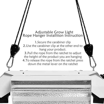 8 Pairs 1/8 Inch Adjustable Heavy Duty Ratchet Hanger Grow Light Fixtures Rope Clip Hangers Hanging