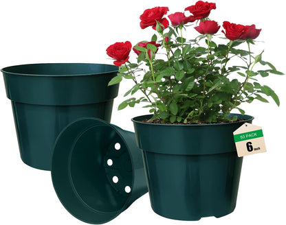 50 Pack 6 Inch Nursery Pots, Planting Grow Plastic Flower Pots, Thick Planters with Drainage Holes