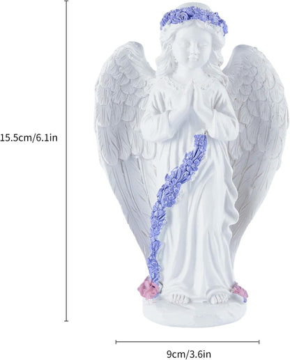 Lavender Praying Angel Statues, Handmade Resin Craft Home Decor, Indoor & Outdoor Winged Angel