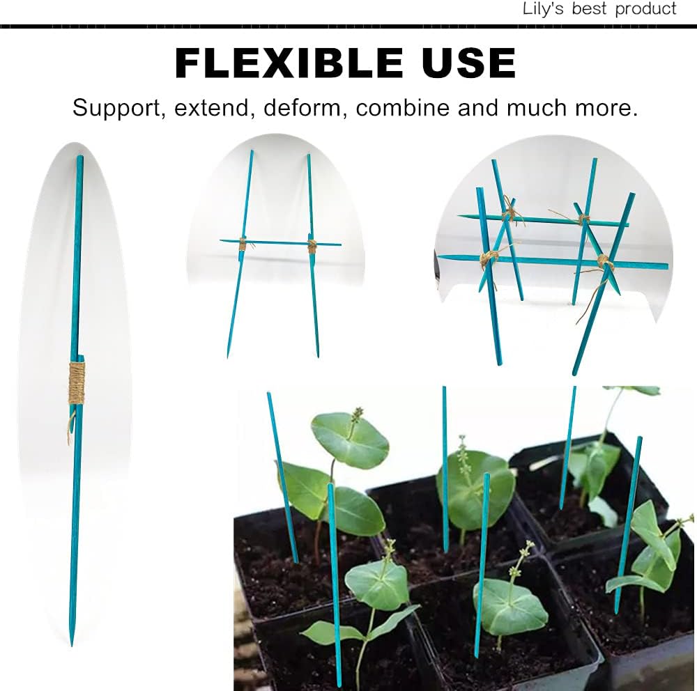 HOPELF 50 Pack 12" Bamboo Plant Stakes for Wood Garden Sticks，Wooden Plant Supports，Indoor