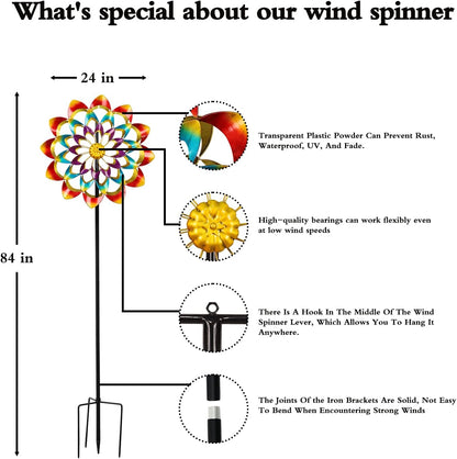 Wind Spinners Outdoor for Yard and Garden Large, Metal Wind Spinners & Wind Sculptures 84 inch
