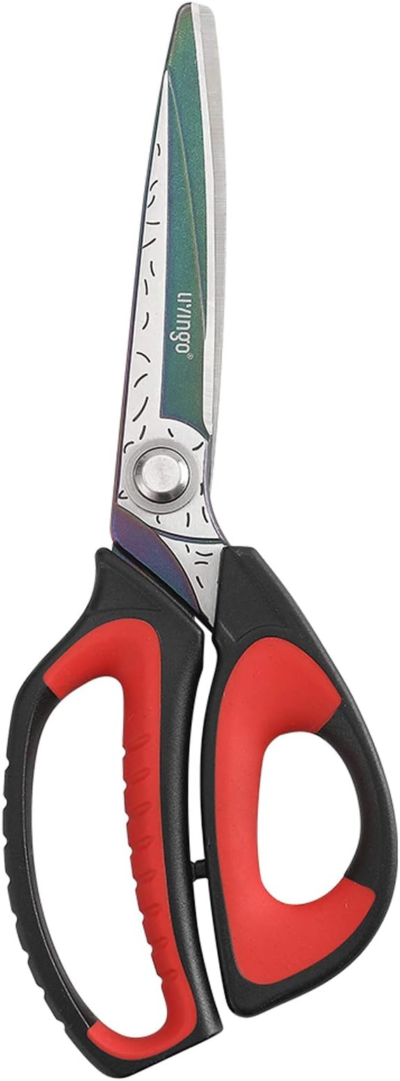 LIVINGO 10" Multipurpose Heavy Duty Scissors, Premium Titanium Coating Forged Stainless Steel Tool