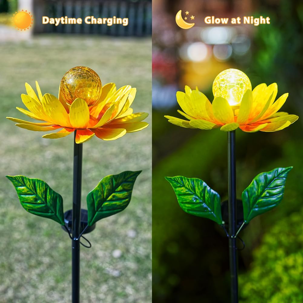 Solar Flowers Wind Spinners Outdoor,Sunflower Windmill for Yard Art Decor Lights Wind Pinwheels