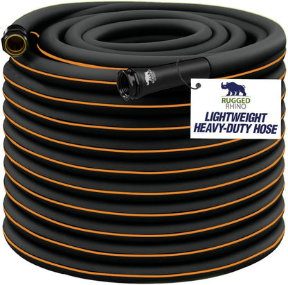 Rugged Rhino Heavy Duty Flexible Light Weight Garden Hose, 75ft x 5/8in, 4 Layer Leakproof Outdoor