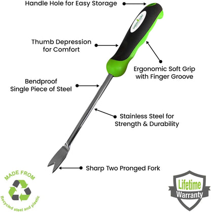 Garden Guru Dandelion Weeder Tool with Ergonomic Handle - Stainless Steel Weed Puller for Planting