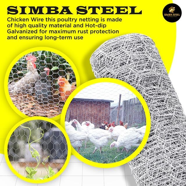 Chicken Wire 12 in x 25 FT x 2” Mesh x 20GA | Poultry Wire Netting | Hot Dipped Galvanised |