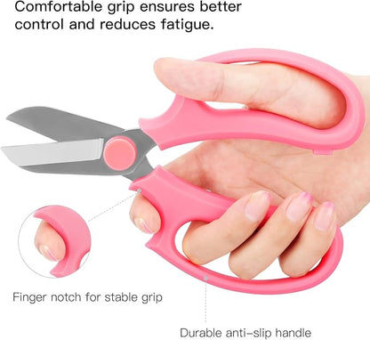 Housolution Flower Scissors, Strong Floral Shears,3PCS Premium Steel Garden Pruning Shears Floral