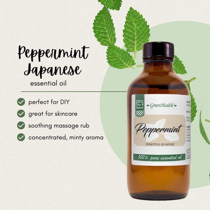GreenHealth Japanese Peppermint Essential Oil - 128 fl oz (1 Gallon) - 100% Pure & Natural Mentha