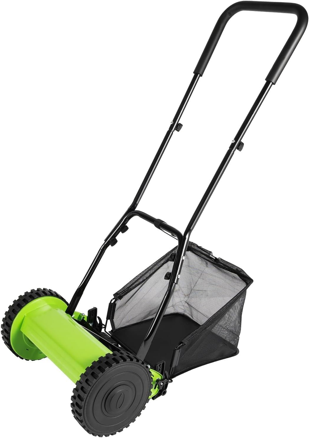 12 Inch Manual Push Reel Lawn Mower with Adjustable Mowing Height, 5 Blades and Collection Bag