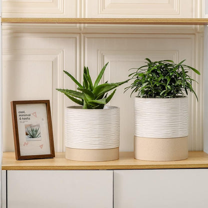 Nihow Ceramic Plant Pot: 6 Inch Planter with Drainage Hole & Saucer for Indoor & Outdoor Plants