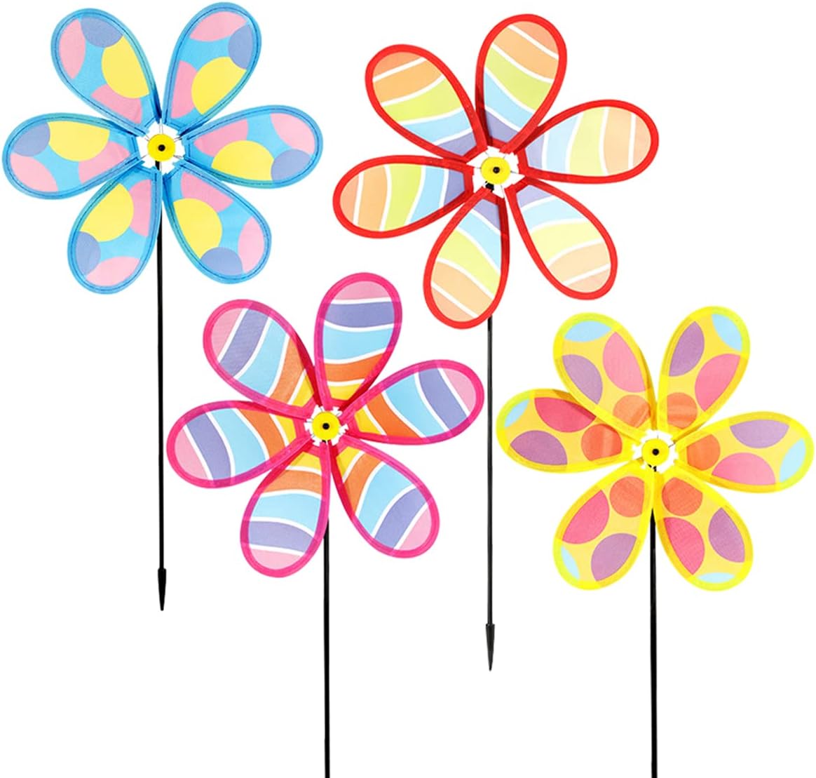 4PCS Wind Spinners for Yard and Garden, Lawn Yard Decorations Pinwheels Colorful Whirligigs