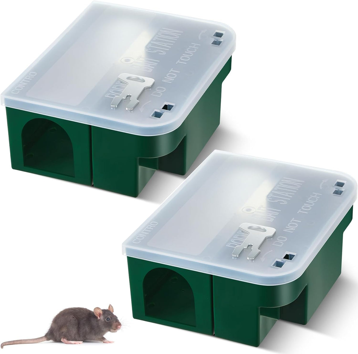 Qualirey 4 Pcs Rat Bait Station 8.86 x 7.28 x 3.62 in Rat Traps with Openable Lid, Blocks Boxes