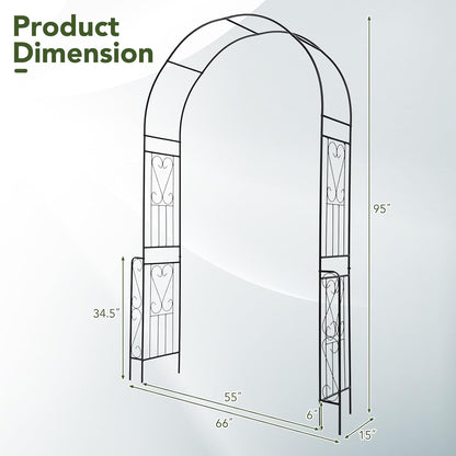 Happygrill Garden Arch Trellis, 7.9 FT Metal Pergola Arbor w/Elegant Pattern & Arc Top Design