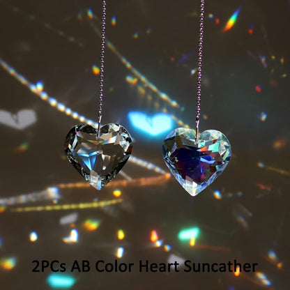 2PCS Simple Geometry Crystal Sun Catcher Prisms, STINO Hanging Suncatchers with Glass Prism