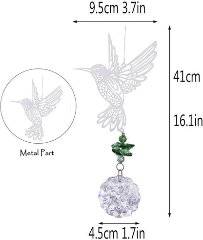 H&D HYALINE & DORA Glass Crystal Flower Prism Rainbow Maker Hummingbird Hanging Window Sun Catcher