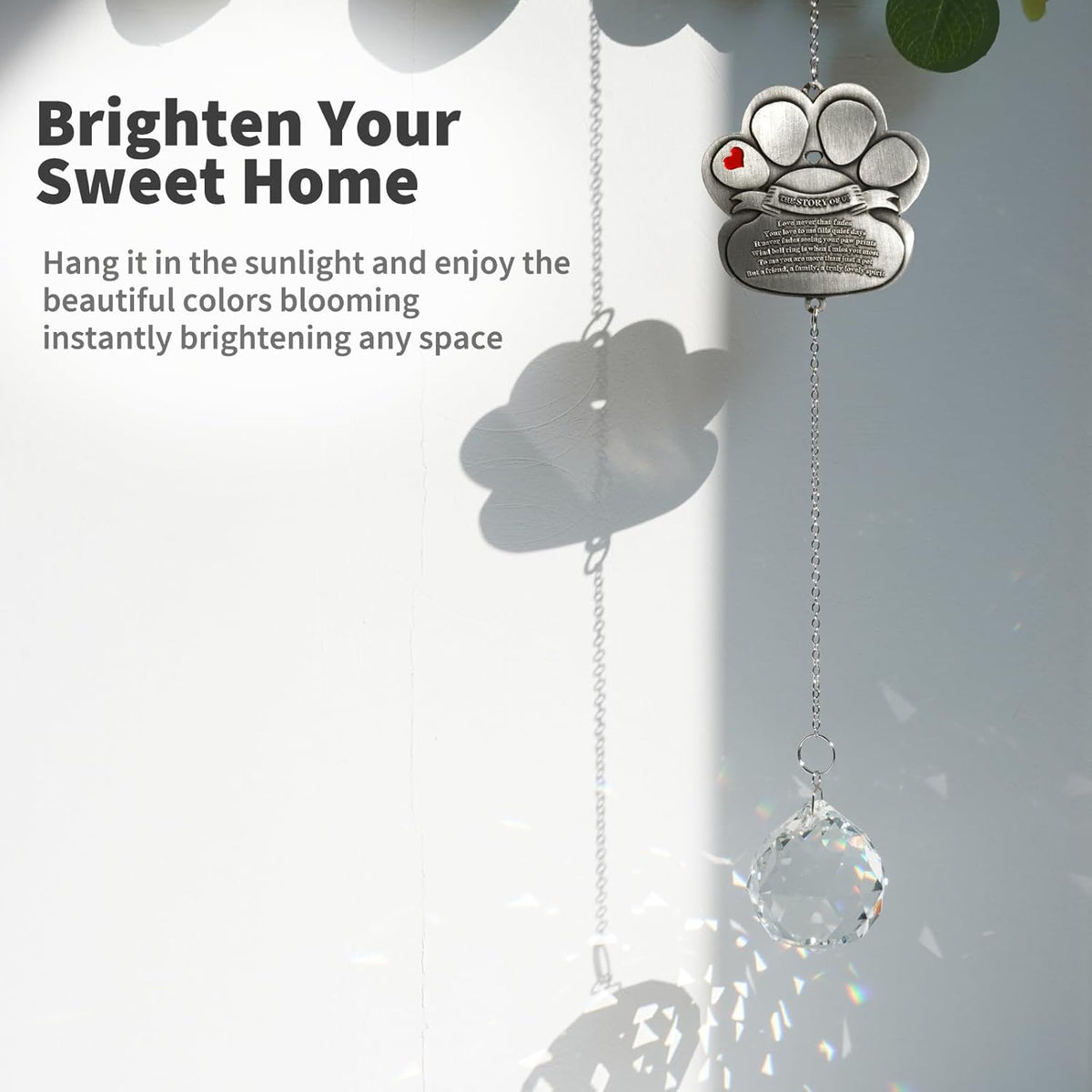 Pet Memorial Gifts for Loss of Dog Cat, Dog Memorial Crystal Suncatcher, Pet Passing Away Sympathy