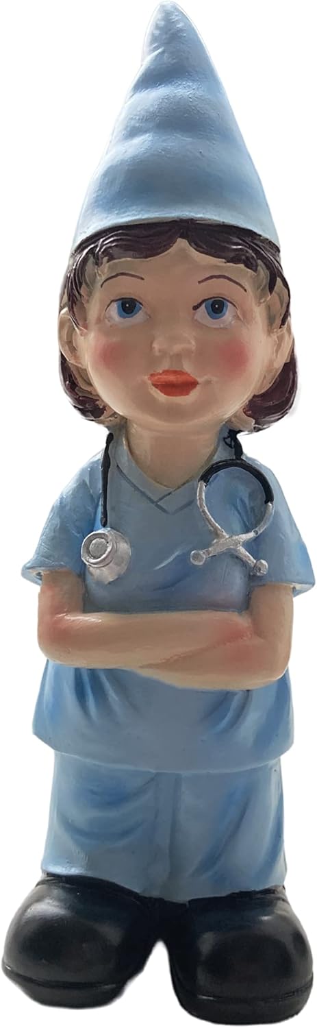 molchagar Nurse Garden Gnome Statue,Healthcare Worker Gnome Figurine for Lawn Ornaments Indoor or