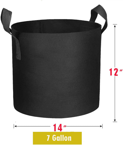 24-Pack 7 Gallon Grow Bags, Heavy Duty Thickened Non-Woven Plant Fabric Pots with Reinforced Handles