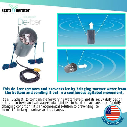 Scott Aerator Slinger De-Icer for Lakes & Ponds | 3/4 Horse Power 115V Stainless Steel | 50 ft.