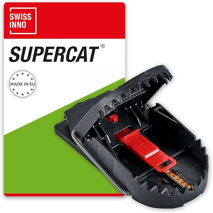 SWISSINNO Rat Trap PRO SuperCat – Large Snap Trap with Precision Trigger – Pre-Baited & Reusable