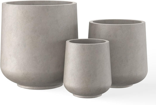 Kante 15.3"+11.6"+8.2" Dia Round Concrete Planter, Large Outdoor Indoor Planter Pots Containers
