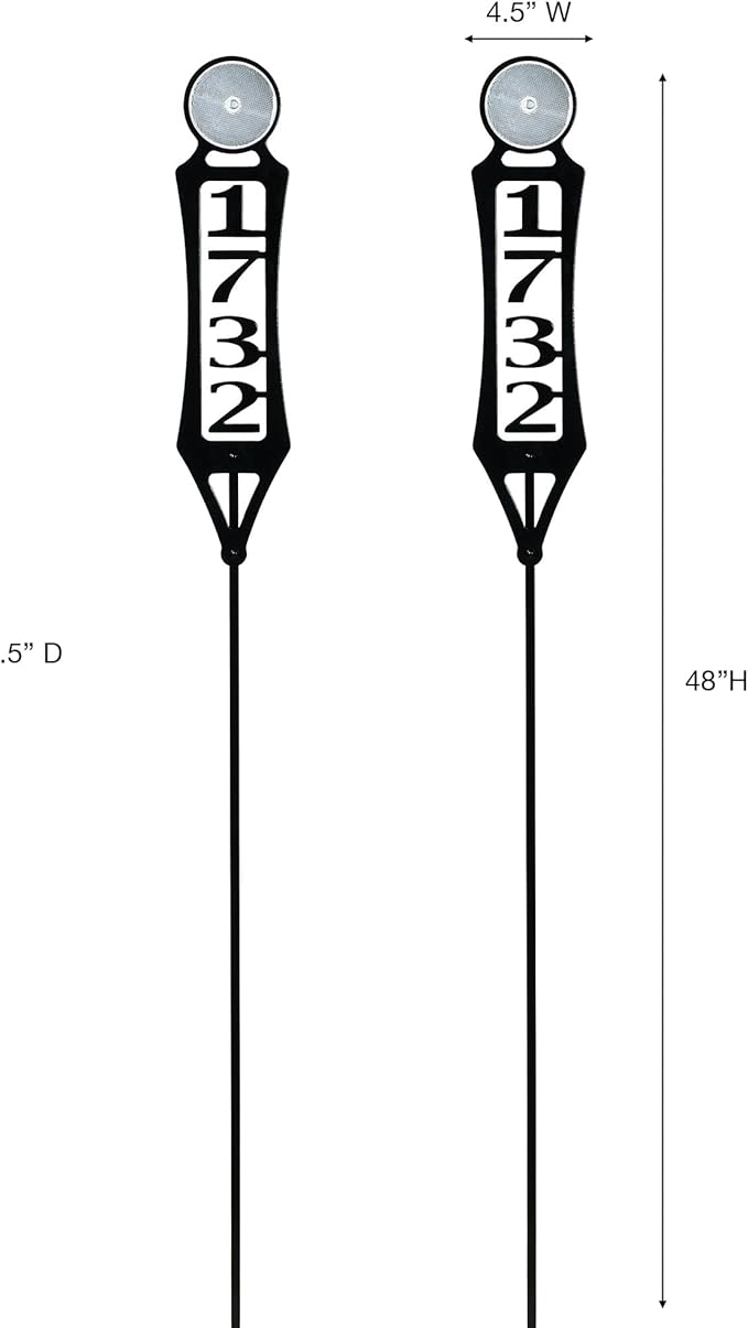 Pathways Vertical Custom Reflective Driveway Marker Set of Two | Personalize with 1-5 House Numbers