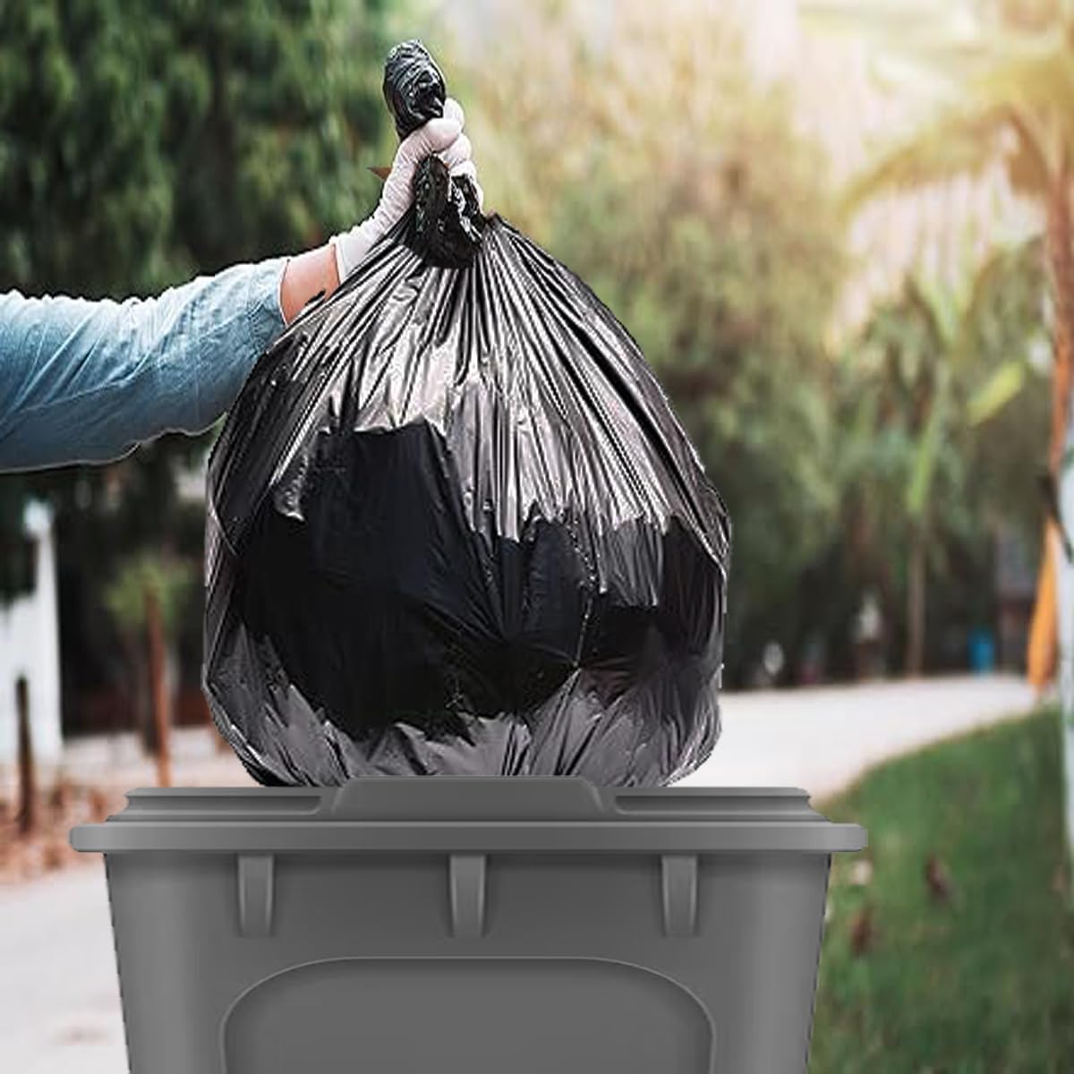 8-10 Gallon Trash Bags, 150 Count Black Garbage bags, Multi-purpose Trash Can Bin Liners for