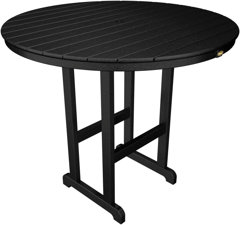 Trex Outdoor Furniture TXRBT248CB Monterey Bay Round Bar Table, 48-Inch, Charcoal Black
