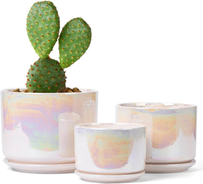 EFISPSS Plant Pots, 4+5+6 Inch Pots for Indoor Plants,Ceramic Planter Pot with Drainage Hole,Flower
