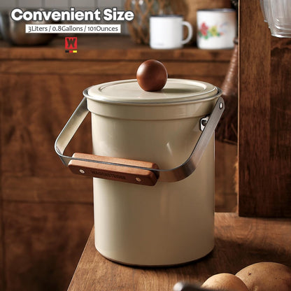 Kitchen Countertop Compost Bin 101ounces / 3Liters, Airtight Lid SUS304 Stainless Steel Odor-Free