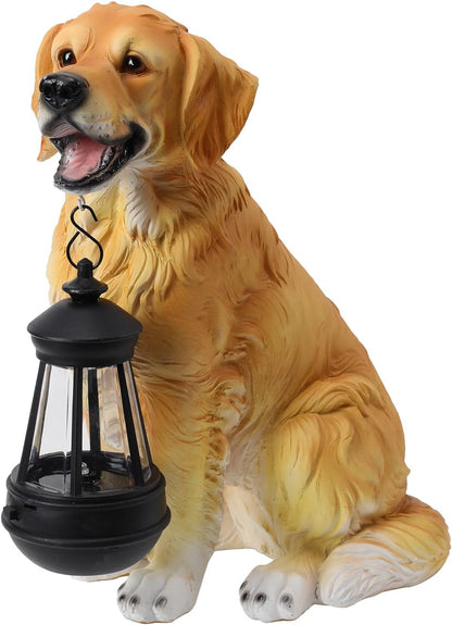 Garden Dog Statues Outdoor Decor, Solar Lights Outdoor Golden Retriever Figurine Solar Dog