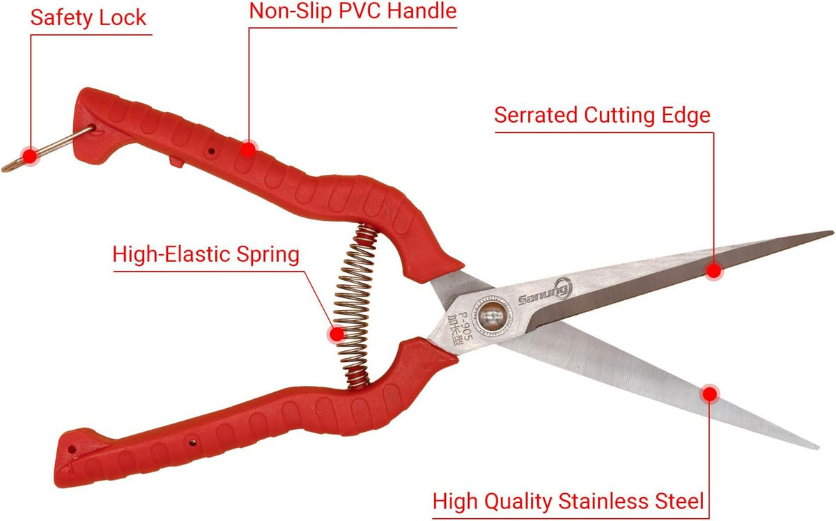 Sanung 2 PACK Multifunctional Thin Fruit Scissors, P-905 Garden Pruner Shears Cutters with