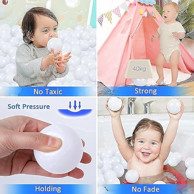 Ball Pit Balls for Kids, Plastic Refill 2.2 Inch Balls, 100 Pack, Bright Colors, Phthalate and BPA