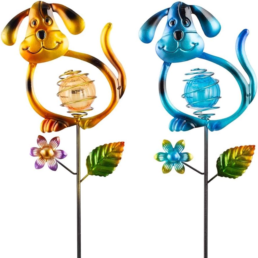 Solar Outdoor Garden Lights,27.4''H Solar Dog Statues Outdoor Lights,Waterproof Solar Decorative