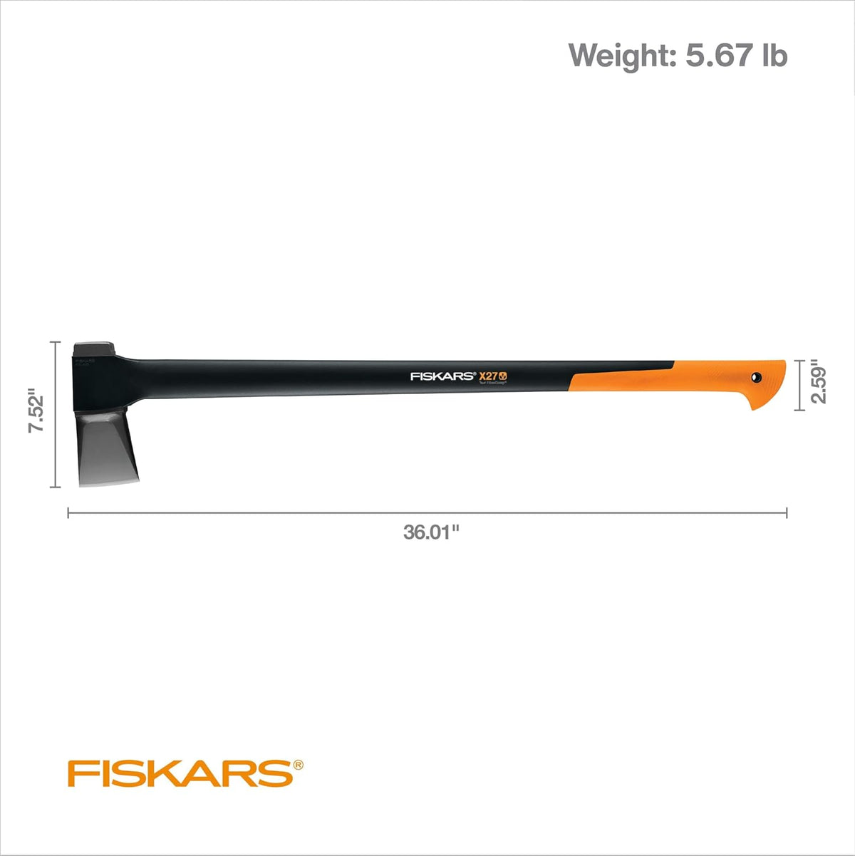 Fiskars X27 Super Splitting Axe, 36" Wood Splitting Axe for Medium to Large Size Logs with