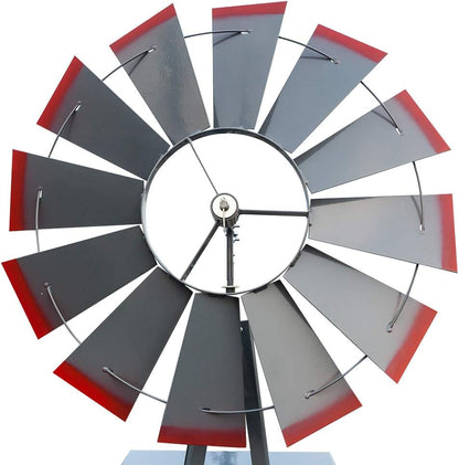 Garden Windmill for Yard Decor, 8 ft Tall Metal Windmill with Spinning Blades, Weather-Resistant