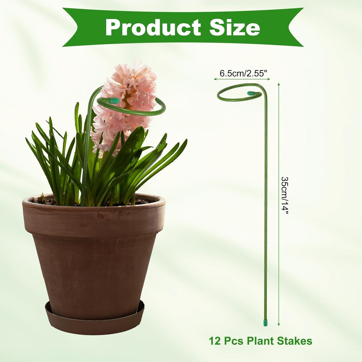 uxcell 12pcs Plant Support Stakes, 14inch Single Stem Stakes Garden Plant Cage Support Rings for