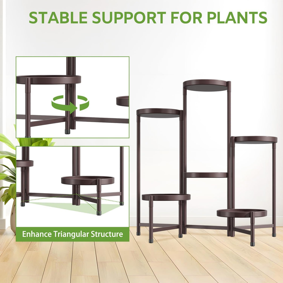 iDavosic.ly 6 Tier Large Plant Stand Indoor, 10 Inch Wide Tall Corner Metal Plant Stands Outdoor