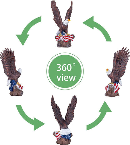 15.35in Majestic Lifelike Bald Eagle Statue - Durable Resin Garden Sculpture for Outdoor Lawn