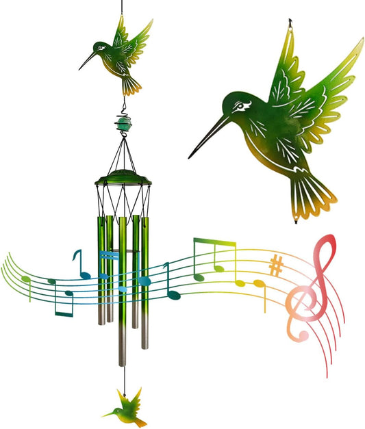 Hummingbird Wind Chimes, Outdoor Metal Wind Chimes Decor for Outside/Indoors, Home, Lawn, Porch