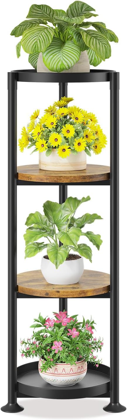 LASZOLA 4 Tier Black Plant Stand Indoor for Large Tall Heavy Duty Flower Planter, Metal Vertical
