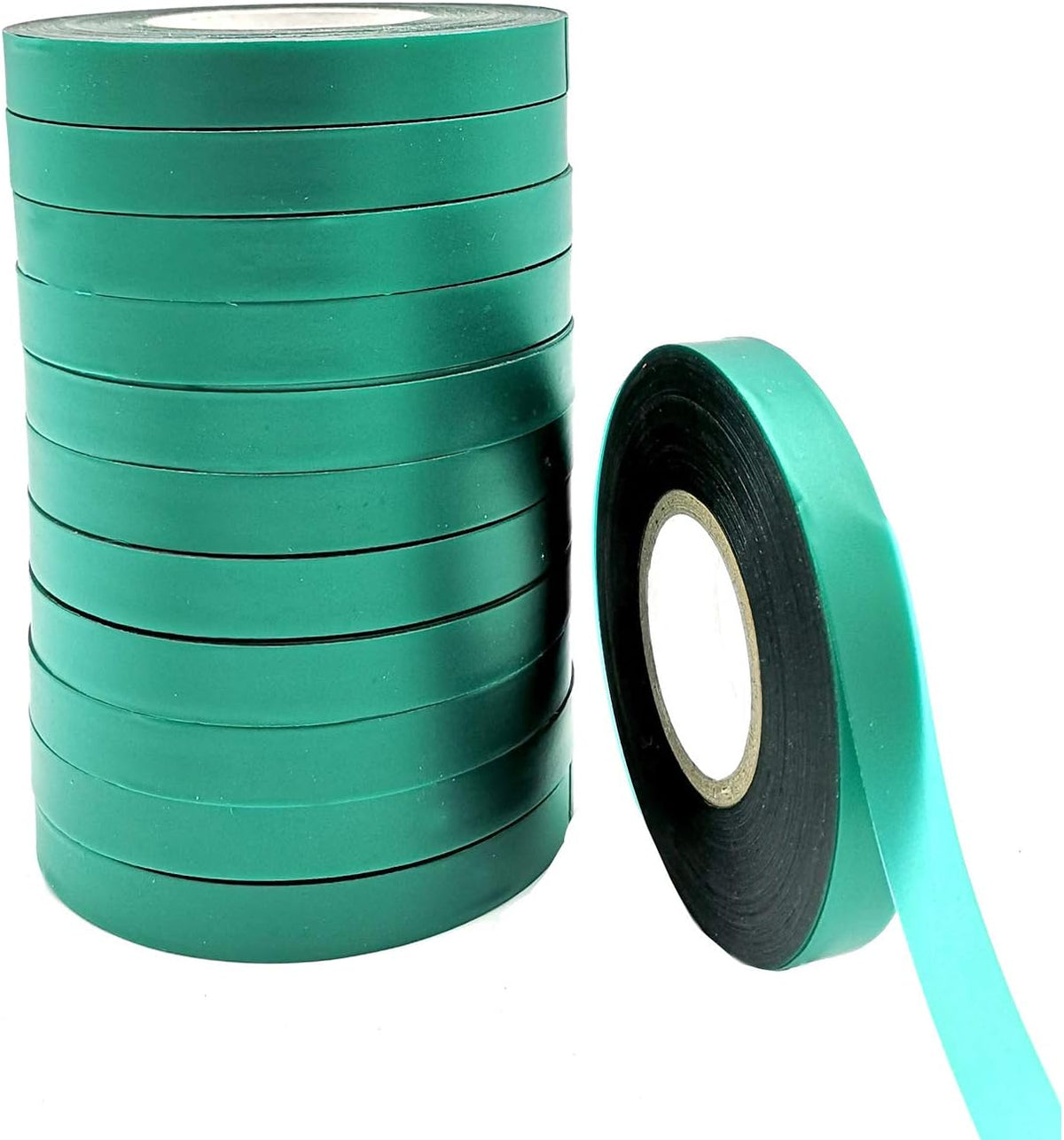 12 Rolls 150 Feet Stretch Tie Tape 0.5 Inch Garden Tie Tape Thick Plant Ribbon Garden Green Vinyl