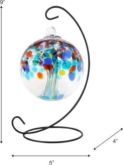 Dale Tiffany AC25003-D3 Rainbow Tree of Life Hand Blown Art Glass Ornament Witch Globe Gazing Ball