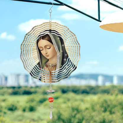 Virgin Mary Prayer Wind Spinner, Metal Wind Spinners Outdoor Indoor,Virgin Mary Hanging Garden