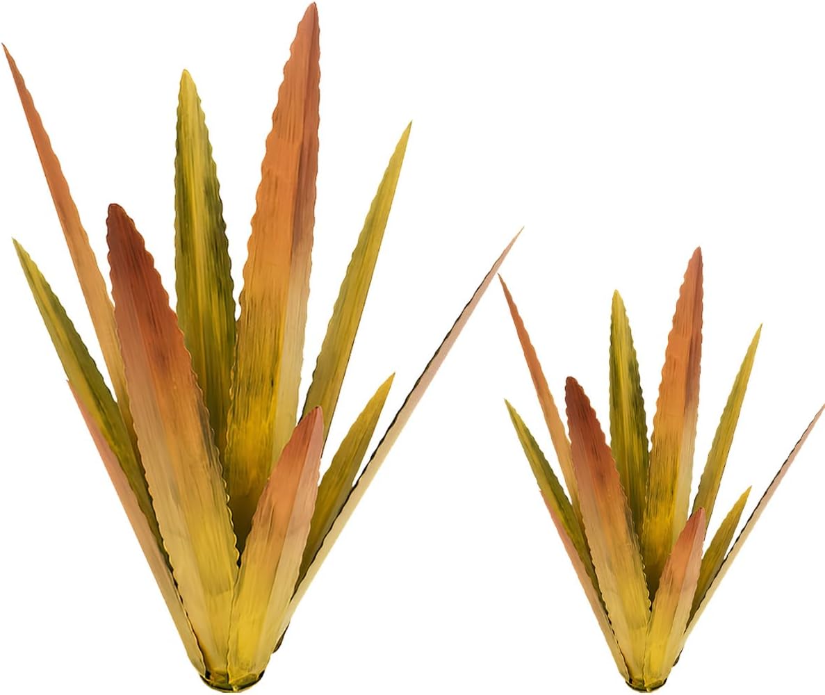EROCK 2 Pcs Tequila Rustic Sculpture, Wind Resistant Metal Agave Plant Outdoor Home Decor, DIY